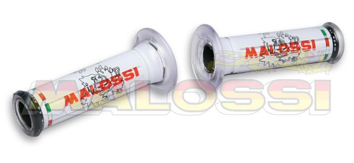 (image for) Malossi Grips, White with Malossi Tribal Logo w/ Opening
